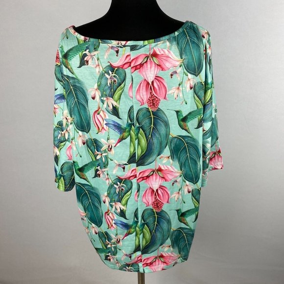 Misslook Lush Looking Colorful Hummingbird Floral Women's XL Top Blouse - Picture 4 of 5